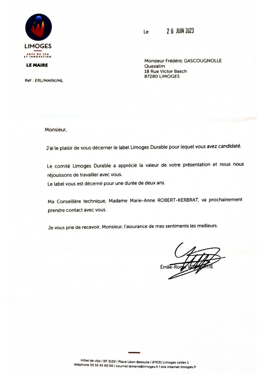 Lettre Mairie de Limoges